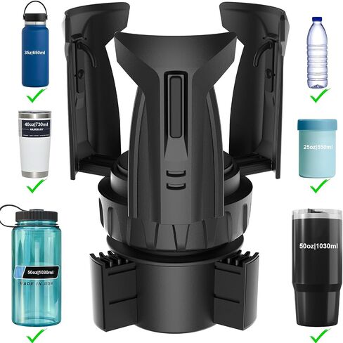 Car Cup Holder Expander, Automatic Large Water Bottles Holder for Yeti, Hydro Flask, Nalgene, Stanley, Owala 28/32/45/50 oz Travel Tumbler & Coffee Mug, Adjustable Arms & Base Insert Cars Accessories in Kuwait