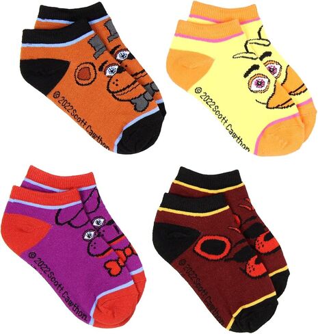 Bioworld Five Nights at Freddy's Kids Character Designs No-Shoe Ankle Socks 4 Pairs, 10-4 in Saudi Arabia
