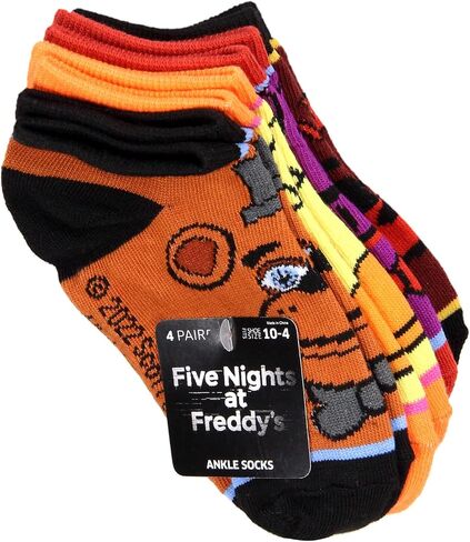 Bioworld Five Nights at Freddy's Kids Character Designs No-Shoe Ankle Socks 4 Pairs, 10-4 in Saudi Arabia