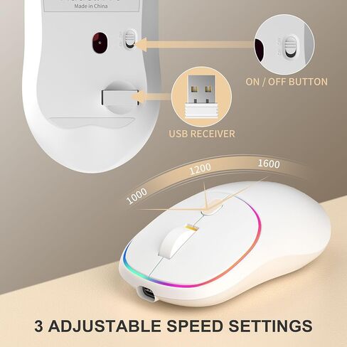 مجموعة لوحة مفاتيح وماوس لاسلكية للألعاب، لوحة مفاتيح MageGee V550 2.4G قابلة لإعادة الشحن بإضاءة خلفية RGB مع غطاء شفاف، لوحة مفاتيح كاملة الحجم مقاومة للماء وماوس LED 1600 نقطة في البوصة للكمبيوتر الشخصي/الكمبيوتر المحمول - أبيض in Kuwait