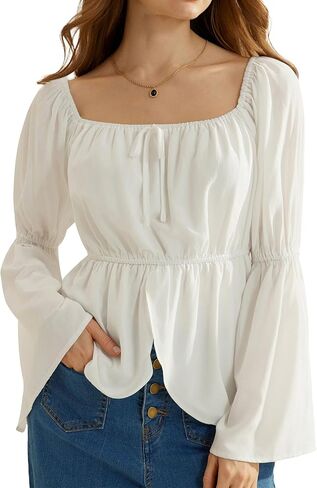 Scarlet Darkness Renaissance Shirt Women Off Shoulder Bell Sleeve Tops Pirate Peasant Blouse in Kuwait