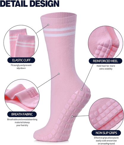 جوارب MQELONG للنساء، جوارب البيلاتس مع مقابض، جوارب يوجا غير قابلة للانزلاق للنساء، جوارب باليه باري، للتمارين الرياضية in Kuwait