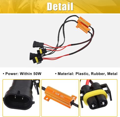 X AUTOHAUX 2pcs H11/H9/H8 LED Car Headlight Canbus Decoder Error Free Warning Resistors Decoder Replacement Anti Flicker Resistor in Saudi Arabia