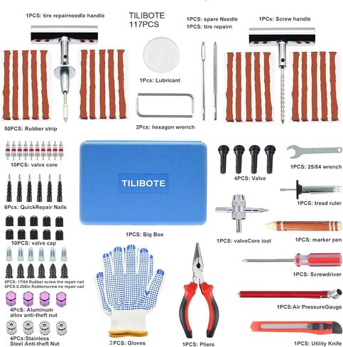 Tire Repair Kit,46pcs Heavy Duty Tire Plug Kit, with Universal Tire Patch Kit to Plug Flats for Car/Motorcycle/Truck/Tractor/Trailer/RV/ATV in Saudi Arabia