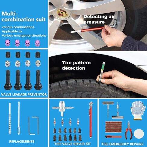 Tire Repair Kit,46pcs Heavy Duty Tire Plug Kit, with Universal Tire Patch Kit to Plug Flats for Car/Motorcycle/Truck/Tractor/Trailer/RV/ATV in Saudi Arabia