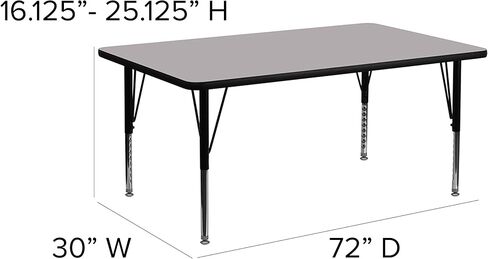 Flash Furniture 30''W x 72''L Rectangular Oak Thermal Laminate Activity Table - Height Adjustable Short Legs in Saudi Arabia