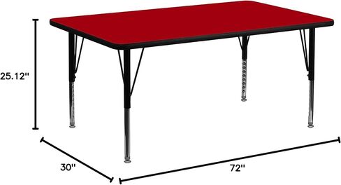 Flash Furniture 30''W x 72''L Rectangular Oak Thermal Laminate Activity Table - Height Adjustable Short Legs in Saudi Arabia