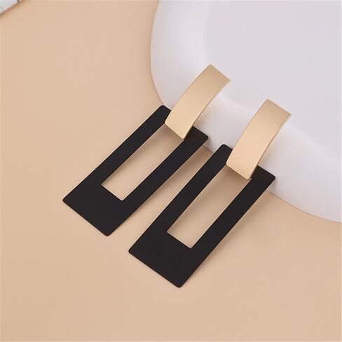 MIGUO STORE Boho Unique Fashion Personality Black White Triangle Drop Oil Dangle Drop Earrings Elegant Geometry Charm Drop Earrings for Women Girls in Kuwait