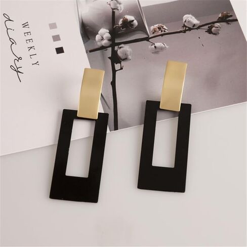 MIGUO STORE Boho Unique Fashion Personality Black White Triangle Drop Oil Dangle Drop Earrings Elegant Geometry Charm Drop Earrings for Women Girls in Kuwait