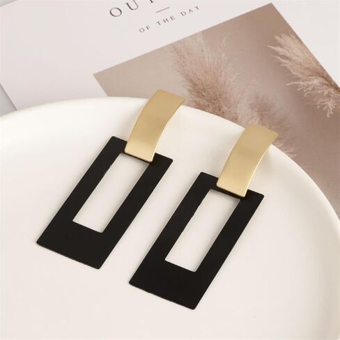 MIGUO STORE Boho Unique Fashion Personality Black White Triangle Drop Oil Dangle Drop Earrings Elegant Geometry Charm Drop Earrings for Women Girls in Kuwait