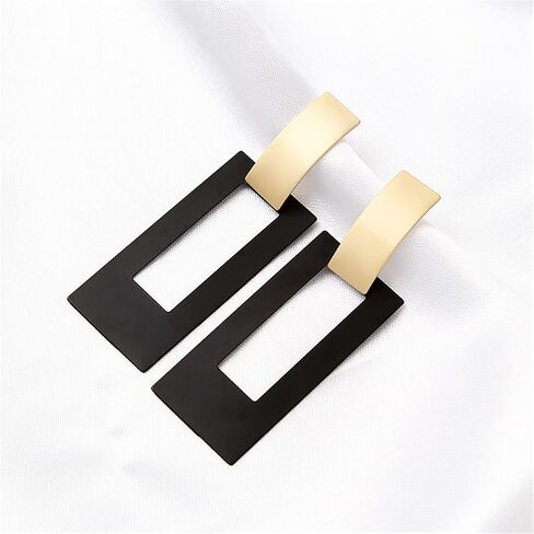 MIGUO STORE Boho Unique Fashion Personality Black White Triangle Drop Oil Dangle Drop Earrings Elegant Geometry Charm Drop Earrings for Women Girls in Kuwait