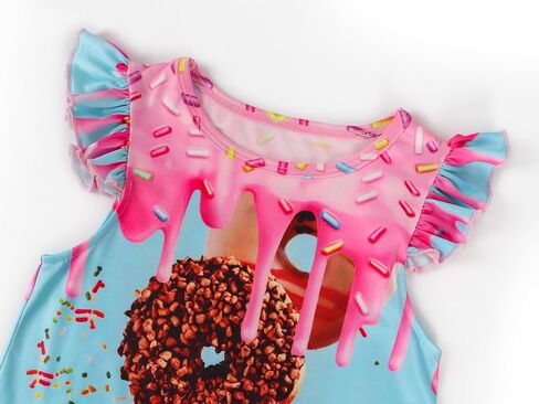 WonderBabe Girls Nightgowns Casual Dress Flutter Short Sleeves Nightdress Cat Sleepwear Pajamas Night Gowns for Kids in Saudi Arabia