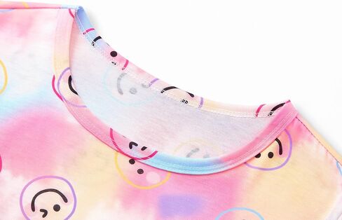 Tebbis Teen/Little Girls Nightgown – Summer Short Sleeves Sleepwear Trendy Tie Dye Spiral Nightdress Pajama Size 6-16 in Saudi Arabia