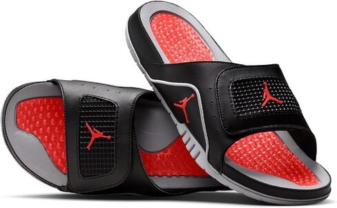 Nike Jordan Hydro 4 Retro Men's Slides (532225-060, Black/Cement Grey/Fire Red) in Saudi Arabia