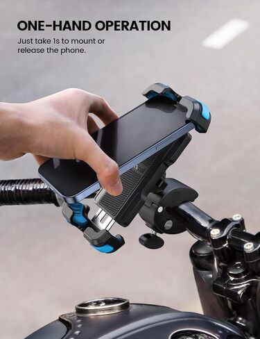 Lamicall Motorcycle Phone Mount, Bike Phone Holder - Upgrade Quick Install Handlebar Clip for Bicycle Scooter, Cell Phone Clamp for iPhone 15 Pro Max / 14/13, Galaxy S10 and More 4.7-6.8" Phone in Kuwait