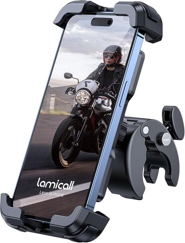 Lamicall Motorcycle Phone Mount, Bike Phone Holder - Upgrade Quick Install Handlebar Clip for Bicycle Scooter, Cell Phone Clamp for iPhone 15 Pro Max / 14/13, Galaxy S10 and More 4.7-6.8" Phone in Kuwait