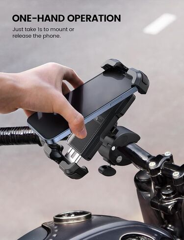 Lamicall Motorcycle Phone Mount, Bike Phone Holder - Upgrade Quick Install Handlebar Clip for Bicycle Scooter, Cell Phone Clamp for iPhone 15 Pro Max / 14/13, Galaxy S10 and More 4.7-6.8" Phone in Kuwait
