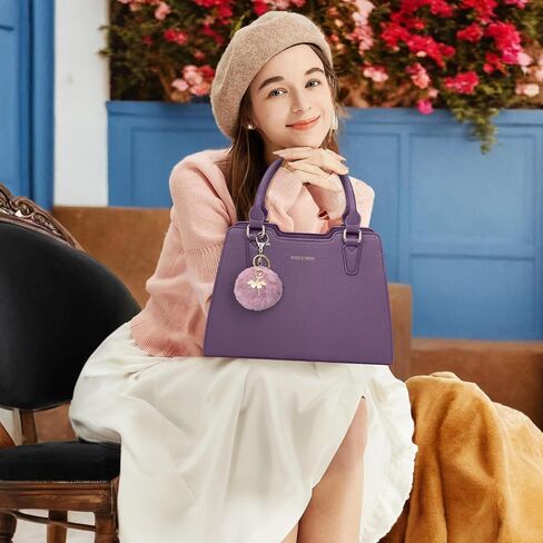 IGOLUMON Women's Top-Handle Handbags Leather Satchel Purses for Women Designer Tote Purse Waterproof Handbag with Pompom Cute in Kuwait