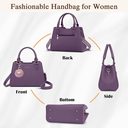 IGOLUMON Women's Top-Handle Handbags Leather Satchel Purses for Women Designer Tote Purse Waterproof Handbag with Pompom Cute in Kuwait