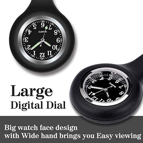 Set of 3 Nurse Watch Brooch, Glow in Dark Design, Health Care Nurse Doctor Paramedic Medical Brooch Fob Watch (Black) in Saudi Arabia