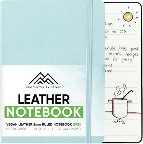 PRODUCTIVITY STORE Leather Notebook & Journal | A5 5" x 8" Hardcover Vegan Leather Notebook With Thick Premium 120gsm Ruled Lined Paper | Notebook For Writers, Executives & Students | Brown in Kuwait