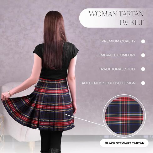 Scottish Tartan Kilts for Women Traditional Tartan Pleated Women's Kilt in Saudi Arabia
