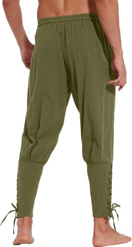 2 Pcs Men's Ankle Banded Pirate Pants Renaissance Medieval Viking Trousers Gothic Navigator Cosplay Costume in Saudi Arabia