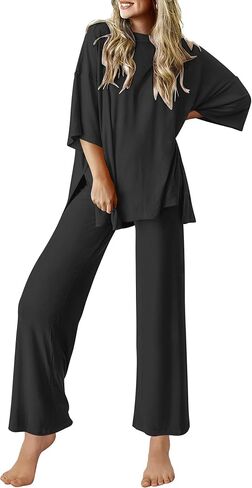 Ekouaer Lounge Sets for Women Short Sleeve Tops and Long Pants Soft Comfy Pajamas Set 2 Piece Outfits S-XXL in Saudi Arabia