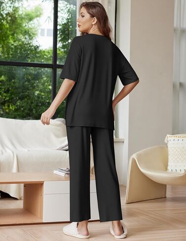 Ekouaer Lounge Sets for Women Short Sleeve Tops and Long Pants Soft Comfy Pajamas Set 2 Piece Outfits S-XXL in Saudi Arabia