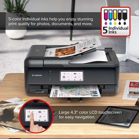 Canon PIXMA TR8620a - All-in-One Printer Home Office|Copier|Scanner|Fax|Auto Document Feeder | Photo, Document | Airprint (R), Android, Black, Works with Alexa in Saudi Arabia