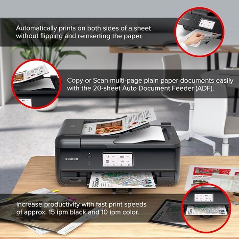 Canon PIXMA TR8620a - All-in-One Printer Home Office|Copier|Scanner|Fax|Auto Document Feeder | Photo, Document | Airprint (R), Android, Black, Works with Alexa in Saudi Arabia