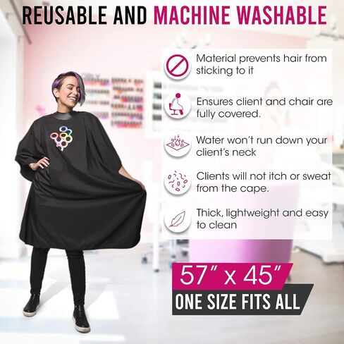 FRAMAR Barber Cape - Hair Cutting Cape with Snap Closure and Rubberized Collar, Haircut Cape in Saudi Arabia