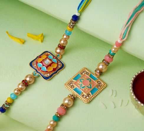 Rakhi For Brother with Gift Set - Set of 3, Rakhi For Brother with Card, Roli Chawal | Rakhi for Brother and Bhabhi | Rakhi For Brother | Bhaiya Bhabhi Rakhi | Raksha Bandhan Rakhi in Saudi Arabia