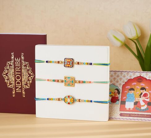 Rakhi For Brother with Gift Set - Set of 3, Rakhi For Brother with Card, Roli Chawal | Rakhi for Brother and Bhabhi | Rakhi For Brother | Bhaiya Bhabhi Rakhi | Raksha Bandhan Rakhi in Saudi Arabia
