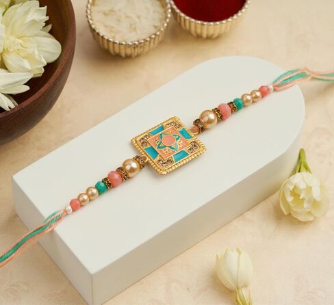 Rakhi For Brother with Gift Set - Set of 3, Rakhi For Brother with Card, Roli Chawal | Rakhi for Brother and Bhabhi | Rakhi For Brother | Bhaiya Bhabhi Rakhi | Raksha Bandhan Rakhi in Saudi Arabia