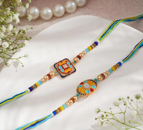 Rakhi For Brother with Gift Set - Set of 3, Rakhi For Brother with Card, Roli Chawal | Rakhi for Brother and Bhabhi | Rakhi For Brother | Bhaiya Bhabhi Rakhi | Raksha Bandhan Rakhi in Saudi Arabia