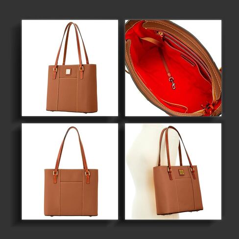 Dooney & Bourke Women's Small Lexington Tote in Pebble Grain Leather, Handbag with Long Leather Shoulder Straps, Black in Saudi Arabia