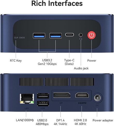 كمبيوتر صغير Beelink SEI12 الجيل الحادي عشر من معالجات Intel Core i5 i5-1235U (حتى 4.4 جيجا هرتز)، كمبيوتر صغير مع ذاكرة الوصول العشوائي DDR4 سعة 16 جيجابايت و500 جيجابايت M.2 NVMe Pcle 4.0 SSD، 4K 60FPS/Dual HDMI/WiFi6/BT5.2، تشغيل تلقائي in Kuwait