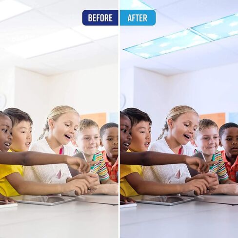 Fluorescent Light Covers for Ceiling Lights (5 Count) – Easy Install Magnetic Light Filters for Classroom and Office Provide Relief from Glare, Headaches, and Eyestrain – Sky Blue Cloud in Saudi Arabia