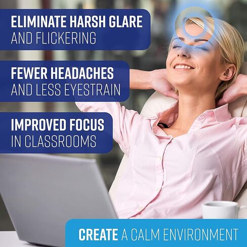 Fluorescent Light Covers for Ceiling Lights (5 Count) – Easy Install Magnetic Light Filters for Classroom and Office Provide Relief from Glare, Headaches, and Eyestrain – Sky Blue Cloud in Saudi Arabia