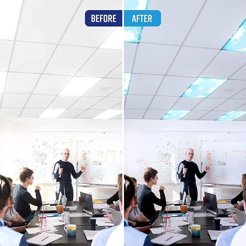 Fluorescent Light Covers for Ceiling Lights (5 Count) – Easy Install Magnetic Light Filters for Classroom and Office Provide Relief from Glare, Headaches, and Eyestrain – Sky Blue Cloud in Saudi Arabia