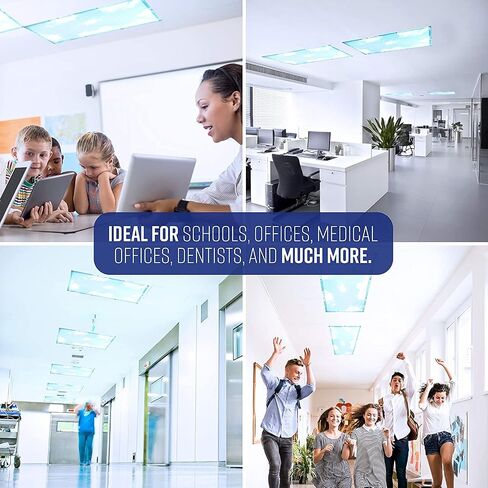 Fluorescent Light Covers for Ceiling Lights (5 Count) – Easy Install Magnetic Light Filters for Classroom and Office Provide Relief from Glare, Headaches, and Eyestrain – Sky Blue Cloud in Saudi Arabia