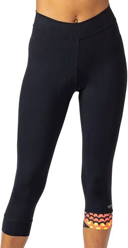 Terry Cycling Womens Padded Bike Capris, Peloton TDF Capris For Women, Elastic Free Waist, Printed Leg Band, Leggings in Kuwait