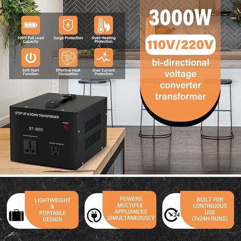 YaeCCC 2000VA Voltage Converter Transformer Heavy Duty Step Up and Down Transformer 110 to 220V with USB Port in Saudi Arabia