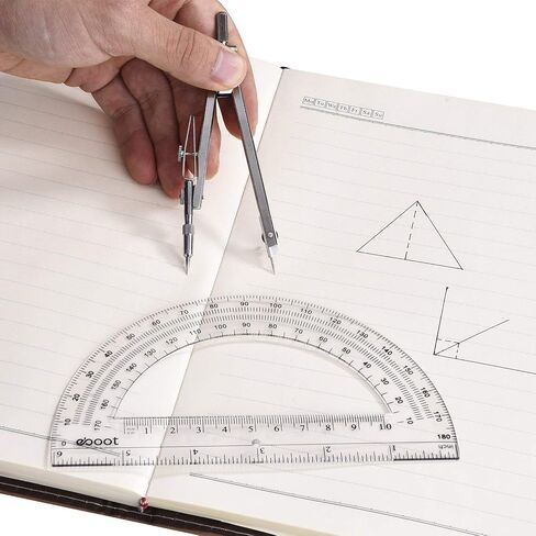 EBOOT Student Geometry Math Set, Drawing Compass and 6 Inch Clear Swing Arm Protractors 180 Degree Math Protractor (Argent, Classic) in Saudi Arabia
