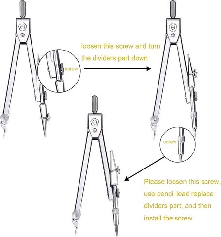 EBOOT Student Geometry Math Set, Drawing Compass and 6 Inch Clear Swing Arm Protractors 180 Degree Math Protractor (Argent, Classic) in Saudi Arabia