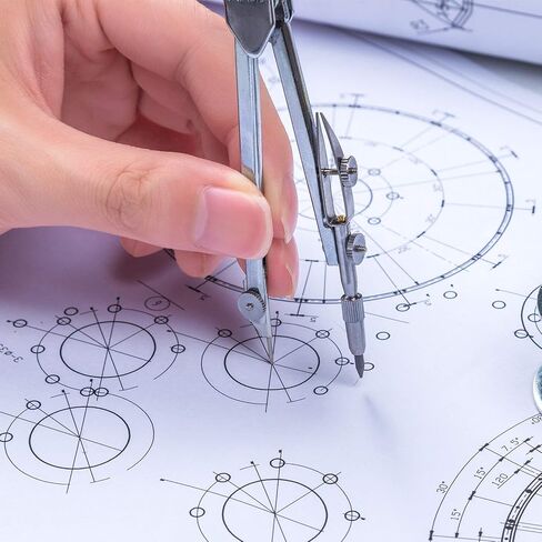 EBOOT Student Geometry Math Set, Drawing Compass and 6 Inch Clear Swing Arm Protractors 180 Degree Math Protractor (Argent, Classic) in Saudi Arabia