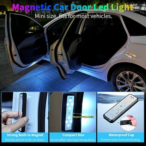 LECART Car Door Lights Projector 7 Colors USB-C Rechargeable Car Door Step Courtesy Welcome Lights Wireless Auto Interior Decoration Lighting Motion Sensor Led Anti-Collision Warning Light 4 Pcs in Saudi Arabia