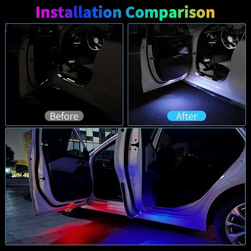 LECART Car Door Lights Projector 7 Colors USB-C Rechargeable Car Door Step Courtesy Welcome Lights Wireless Auto Interior Decoration Lighting Motion Sensor Led Anti-Collision Warning Light 4 Pcs in Saudi Arabia