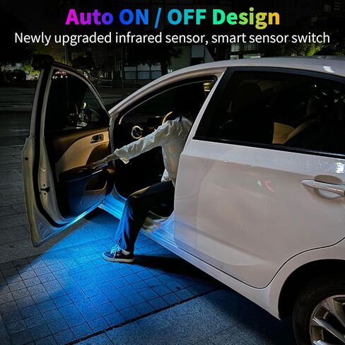 LECART Car Door Lights Projector 7 Colors USB-C Rechargeable Car Door Step Courtesy Welcome Lights Wireless Auto Interior Decoration Lighting Motion Sensor Led Anti-Collision Warning Light 4 Pcs in Saudi Arabia